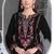 Black velvet semi stitched suit with embroidery sequence work