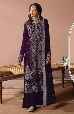 Purple velvet suit with embroidery sequin  1