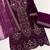 Purple velvet semi stitched suit with embroidery sequence work
