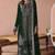 Green velvet semi stitched suit with embroidery sequence work