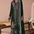 Green velvet semi stitched suit with embroidery sequence work