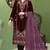 Purple velvet semi stitched suit with embroidery sequence work