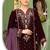 Purple velvet semi stitched suit with embroidery sequence work