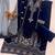 Navy blue velvet semi stitched suit with embroidery sequence work