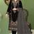 Black velvet semi stitched suit with embroidery sequence work