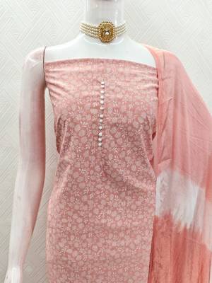 dusty rose cotton printed salwar suit dress material for women 4
