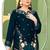 Green velvet semi stitched suit with embroidery sequence work