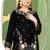 Black velvet semi stitched suit with embroidery sequence work