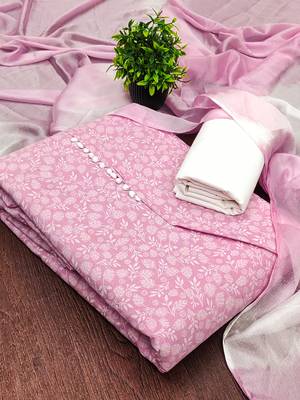 pink cotton printed salwar suit dress material for women | unstitched ethnic wear 2