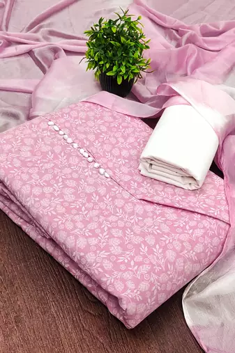pink cotton printed salwar suit dress material for women | unstitched ethnic wear