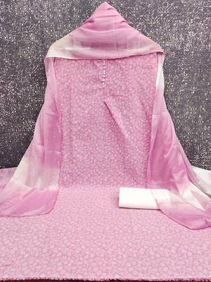 pink cotton printed salwar suit dress material for women | unstitched ethnic wear 3