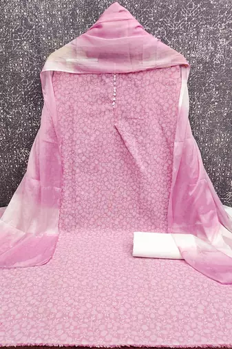 pink cotton printed salwar suit dress material for women | unstitched ethnic wear