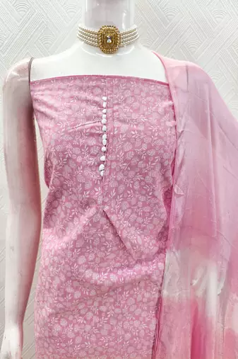 pink cotton printed salwar suit dress material for women | unstitched ethnic wear