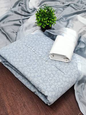 pastel blue cotton printed salwar suit dress material for women 2