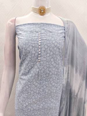 pastel blue cotton printed salwar suit dress material for women 4