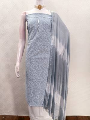 pastel blue cotton printed salwar suit dress material for women 5
