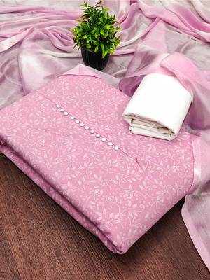 pink cotton printed salwar suit dress material for women | unstitched ethnic wear 2