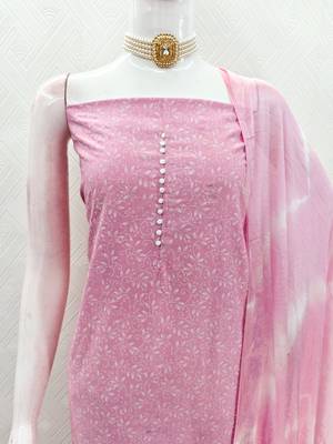 pink cotton printed salwar suit dress material for women | unstitched ethnic wear 4