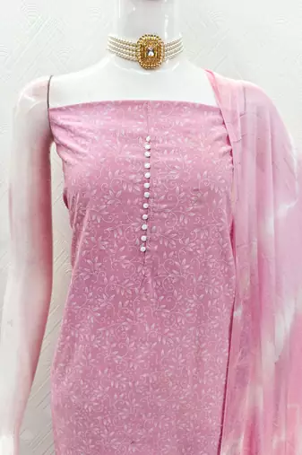 pink cotton printed salwar suit dress material for women | unstitched ethnic wear