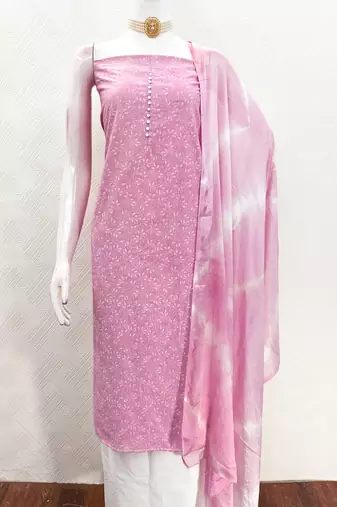 pink cotton printed salwar suit dress material for women | unstitched ethnic wear
