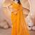 Yellow heavy butterfly net tone to tone aari embroidery work saree with blouse