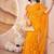 Yellow heavy butterfly net tone to tone aari embroidery work saree with blouse
