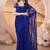 Blue heavy butterfly net tone to tone aari embroidery work saree with blouse
