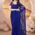 Blue heavy butterfly net tone to tone aari embroidery work saree with blouse