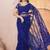 Blue heavy butterfly net tone to tone aari embroidery work saree with blouse