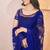 Blue heavy butterfly net tone to tone aari embroidery work saree with blouse