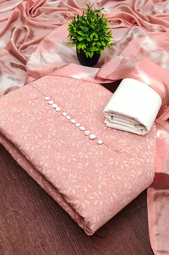 dusty rose cotton printed salwar suit dress material for women