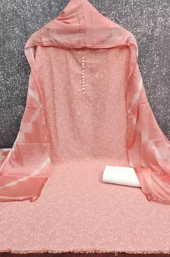 dusty rose cotton printed salwar suit dress material for women