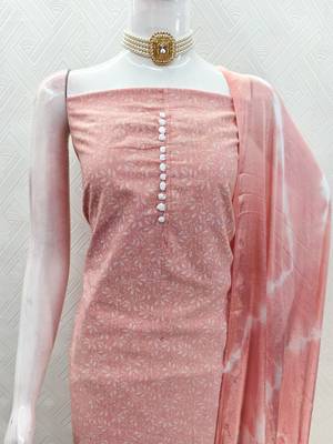 dusty rose cotton printed salwar suit dress material for women 4