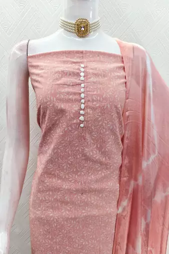 dusty rose cotton printed salwar suit dress material for women