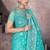 Skyblue heavy butterfly net tone to tone aari embroidery work saree with blouse