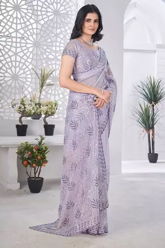 Designer tissue net with sequin work saree with unstitched blouse