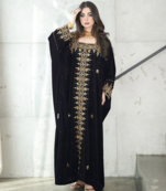 Black Velvet Stitched Kaftan with Heavy Golden Embroidery     Party & Festive Wear