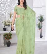 Designer tissue net with sequence work saree with unstitched blouse