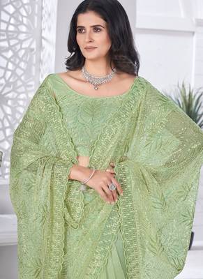 Designer tissue net with sequin work saree with unstitched blouse 5