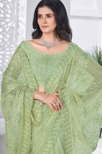 Designer tissue net with sequin work saree with unstitched blouse