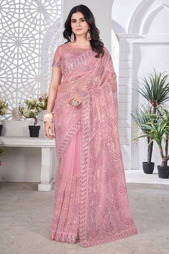 Designer tissue net with sequence work saree with unstitched blouse
