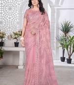 Designer tissue net with sequin work saree with unstitched blouse