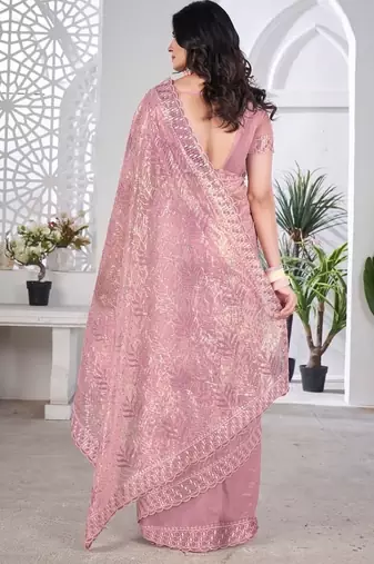 Designer tissue net with sequin work saree with unstitched blouse