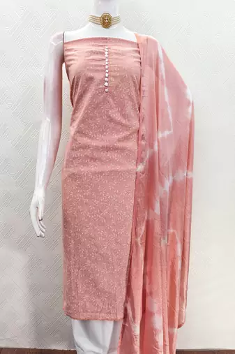 dusty rose cotton printed salwar suit dress material for women