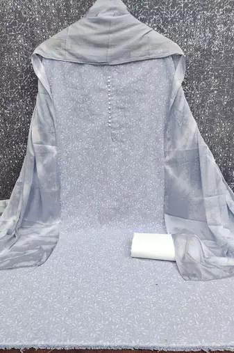 pastel blue cotton printed salwar suit dress material for women