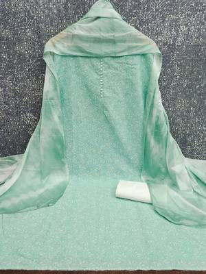 mint green cotton printed salwar suit dress material for women 3