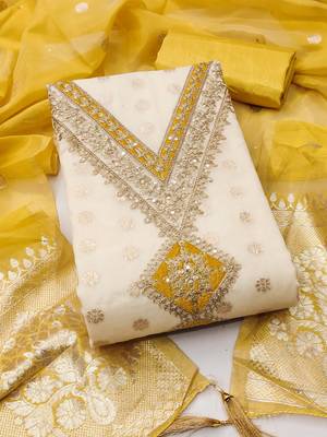 women yellow salwar suit dress material | unstitched 2