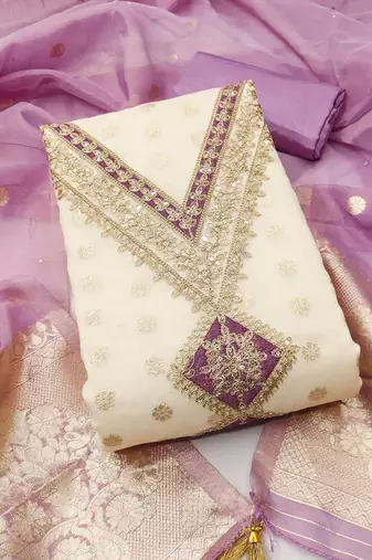 women lavender salwar suit dress material