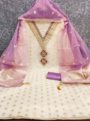 women lavender salwar suit dress material 3