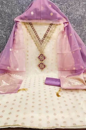 women lavender salwar suit dress material